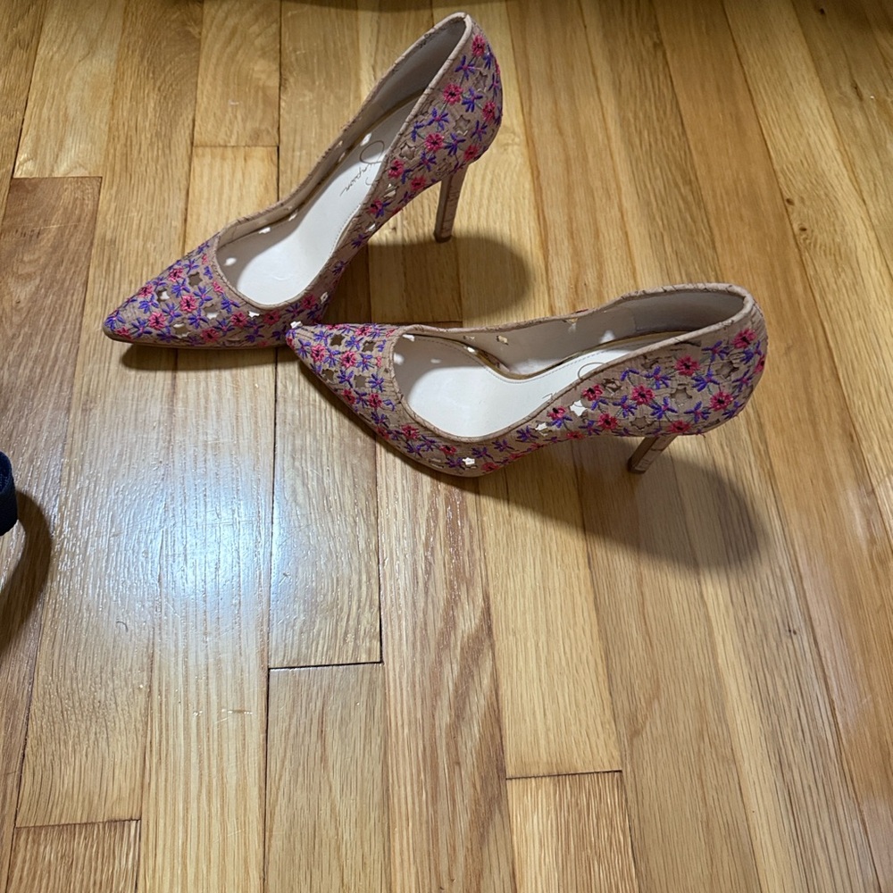 Jessica Simpson Embroidered Cork Heels